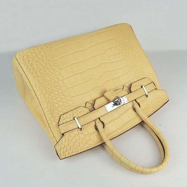 Replica Hermes Birkin 30CM Crocodile Veins Bag Yellow 6088 On Sale - Click Image to Close